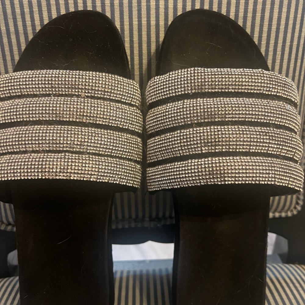 Black Sandals with Rhinestone Straps